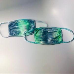 Washable Green And Blue Cotton Tie Dye Face Mask
